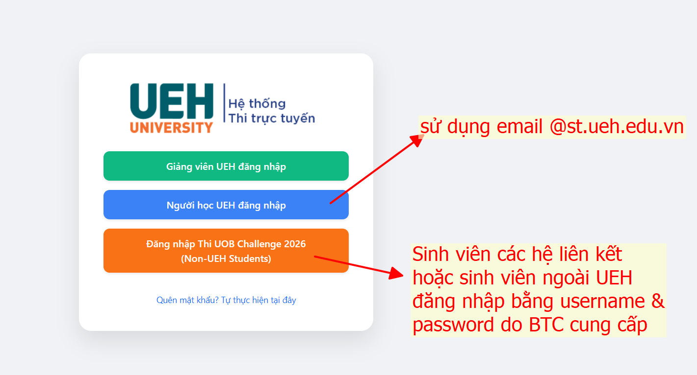 Hướng dẫn đăng nhập hệ thống thi trực tuyến LMSE UEH